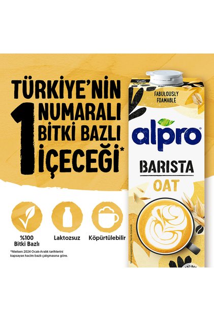 Barista Yulaf Sütü 1 L Vegan Laktozsuz Bitkisel Bazlı