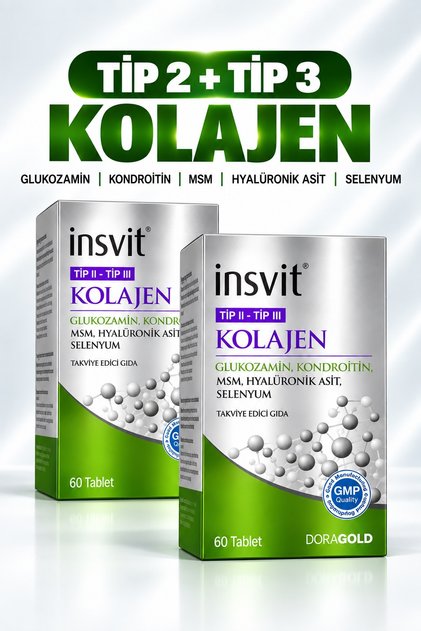 Tip 2 Tip 3 Kolajen Hyaluronic Acid Glukozamin Chondroitin Msm C Vitamini Collagen Tablet 2li