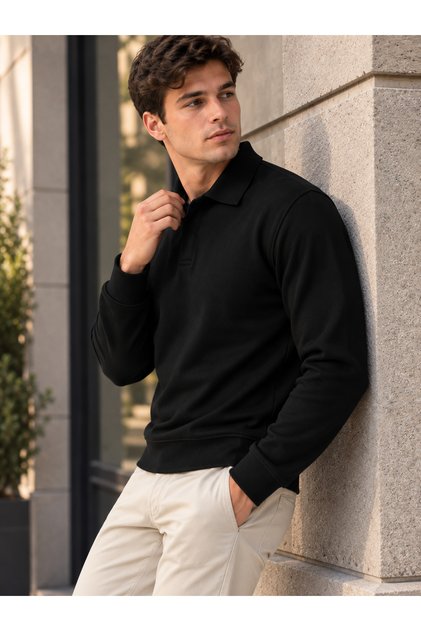 Men's Polo Neck Modal Fabric Soft Textured Sweatshirt
