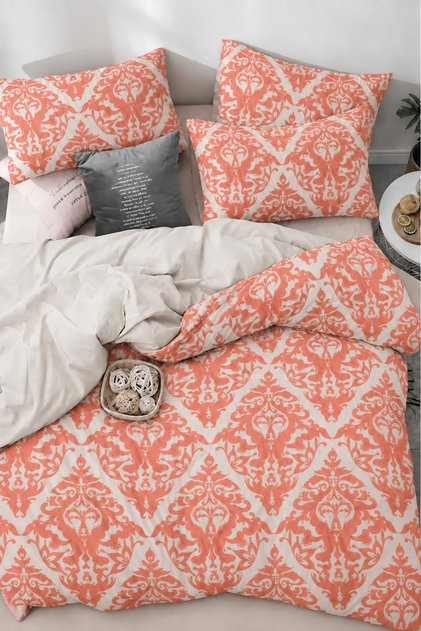 Elastic Sheet Duvet Cover Set Single Size Damascoo Salmon