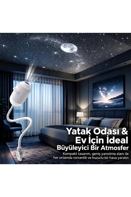 6 Desenli USB Mini Projeksiyon & Ambiyans Işığı, Galaxy gece lambası