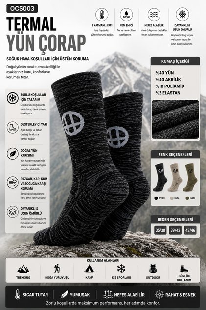 Unisex Thermal Wool Socks with Windproof and Durable Moisture Absorbing Layer Completely Wrapping the Foot