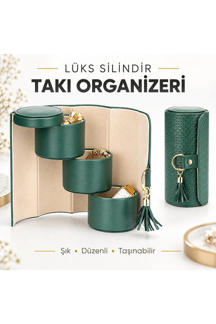 Cylinder jewelry organizer 3-compartment travel jewelry box ring earring necklace bracelet storage case