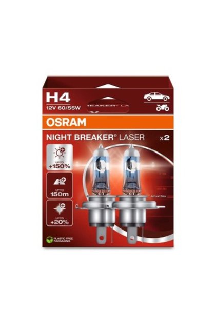 Set de 2 becuri H4 Night Breaker Laser Next Generation +150% 12V 60/55W