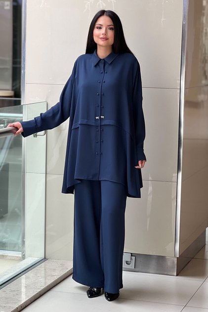 Double Button Detailed Shirt Pant Suit