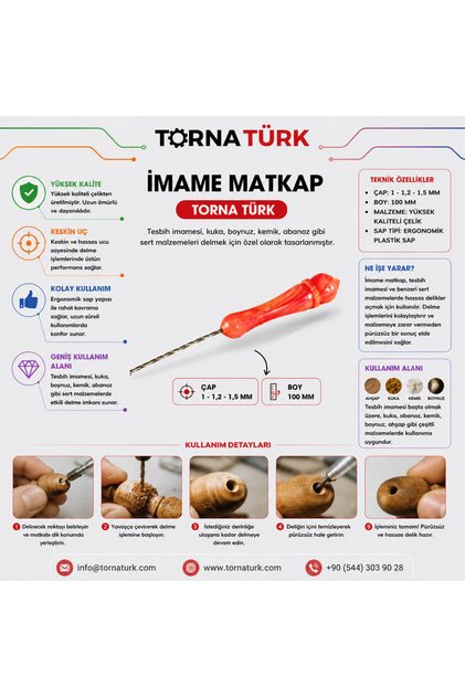 Tornatürk İmame Delim Matkabı Hss Uzun Boy 1 Adet - 1X100 Mm