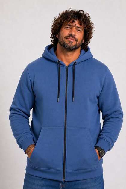 Large Size Unisex Hooded 3Ip Sweat 11701 Indigo