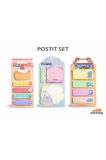 Yapışkanlı Not Kağıdı Postit 3 Adet set 12 Bez Çanta Hediyeli