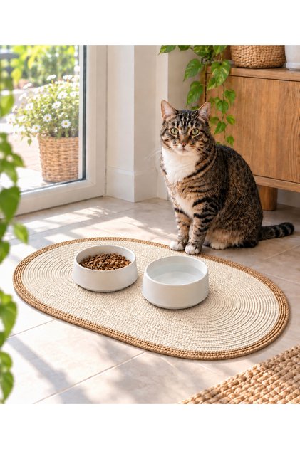 Kedi Köpek Beslenme Paspası Kedi Köpek Mama Altlığı 50x30 Cm ( MAMA KABLARI DAHİL DEĞİLDİR )