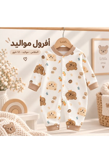 رومبر مواليد أطفال قطني بنقشات كيوت (مواليد - 12 شهر) - 3