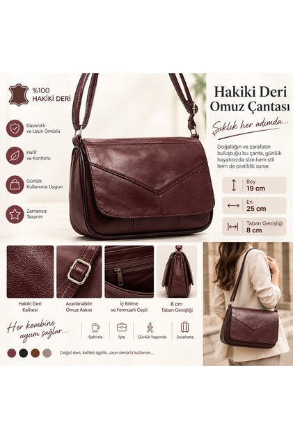 Genuine Leather Bag Women's Daily Use Crossbody Shoulder Bag (25cm X 18cm)