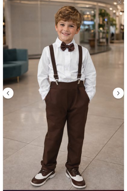Boy's Classic Stylish Suspender Pants and Shirt Set – Age 2/10 – 31637 (Boys)