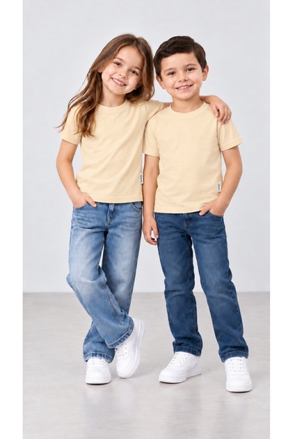 Unisex Girls Boys Plain Badi Short Sleeve Crew Neck T-Shirt 2-10 Years