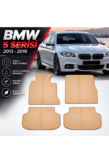 Bmw 5 Serisi Bej Renk F10 2013-2016 Arası uyumlu Orijinal Kauçuk Paspas Seti