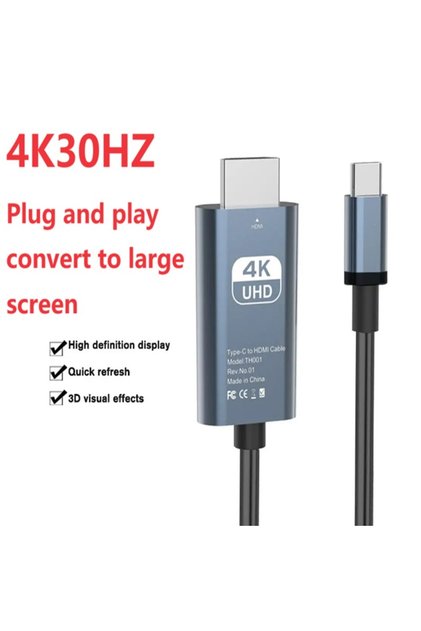 1.8m Type-C toHdmi 4K30Hz Type C To 4K 30Hz HDMI-Compatible Adapter Cable Phone Monitor Screen HDTV