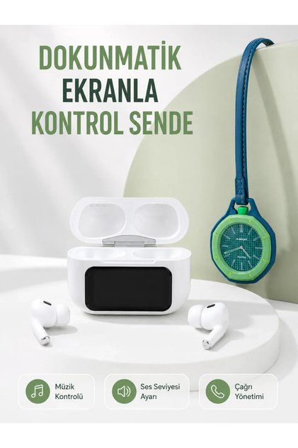 Bluetooth 5.4 wireless headphones with green strap and charm watch dual set