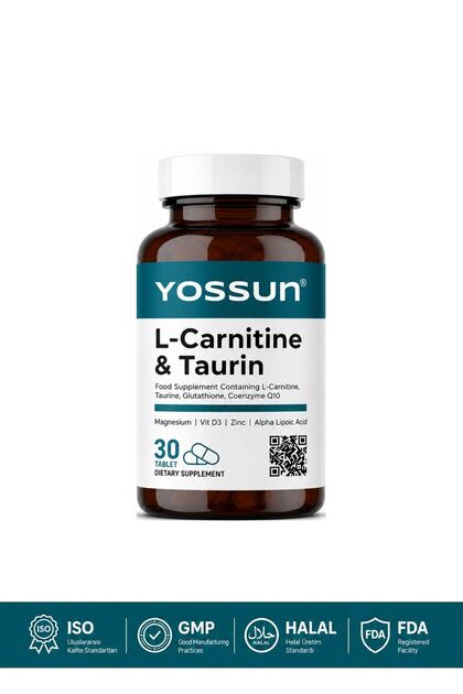 yossun L-Karnitin, Taurin, Glutatyon ve Koenzim Q10 İçeren Tablet Takviye Edici Gıda