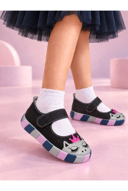 Princess Shiny Denim Girls' Ballerina Sneaker