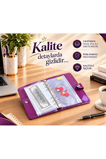 Accumulation Agenda - Budget Planner Wallet Transparent Purple Pvc Cover 3 Layers of Pvc Made with Imported Pvc