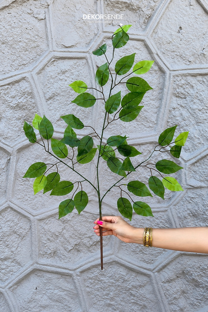 Ramură de copac artificial Ficus Benjamin cu 3 ramuri verde strălucitor