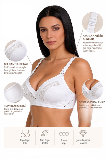 Women's Thick Elastic Lace Detailed Gathering Bra