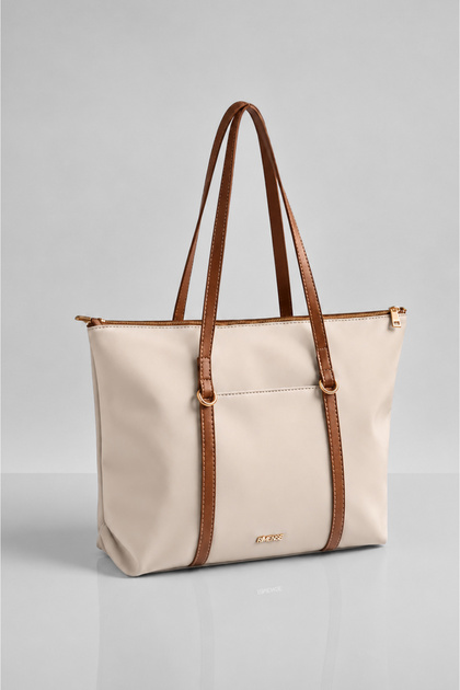 Women's Cream Lined Hand and Shoulder Bag