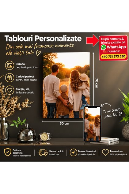 Tablou Canvas Personalizat cu Poza Ta - Decor Modern 50x50, 50x70, 70x70, 100x70