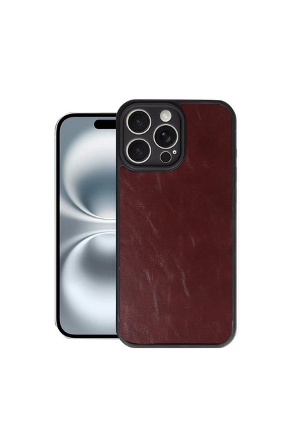 Apple iPhone 16 Pro Max Case Aras Leather Cover - Burgundy
