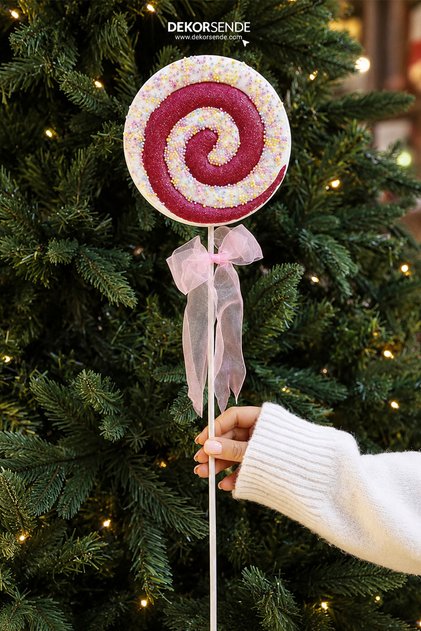 Christmas Ornament Glittery Lollipop Ornament Fuchsia 40 cm