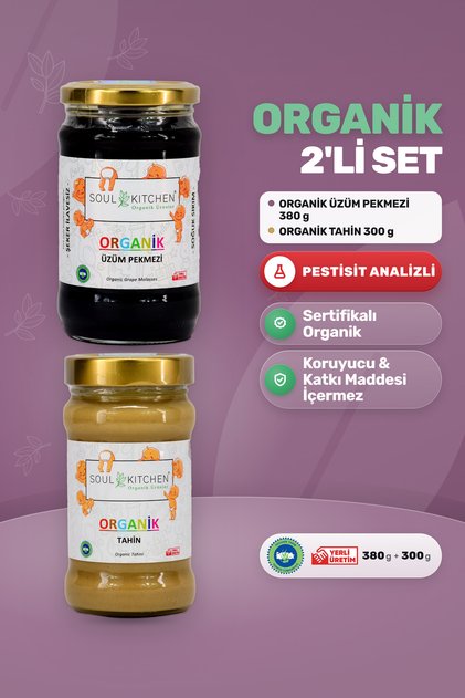 Organik Tahin ve Üzüm Pekmezi Soğuk Sıkım Şeker İlavesiz Sertifikalı Avantaj Set