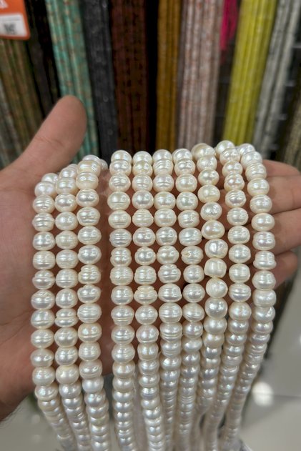 İnci Doğal Taş Beyaz 10x11mm Dizi