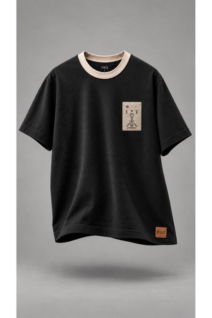 D☰Q miras tişört siyah bisiklet yaka