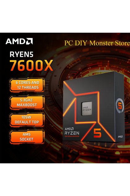 Ryzen 5 7600X Boxed 4.7 GHz 6-Core 12 Threads PCIE 5.0 105W CPU Processor 5NM L3=32M 100-000