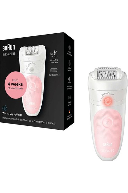 Epilator Silk-épil 5 5-000 Wet & Dry, MicroGrip, Smart Light, 28 capete de epilare, 2 viteze, Alb.