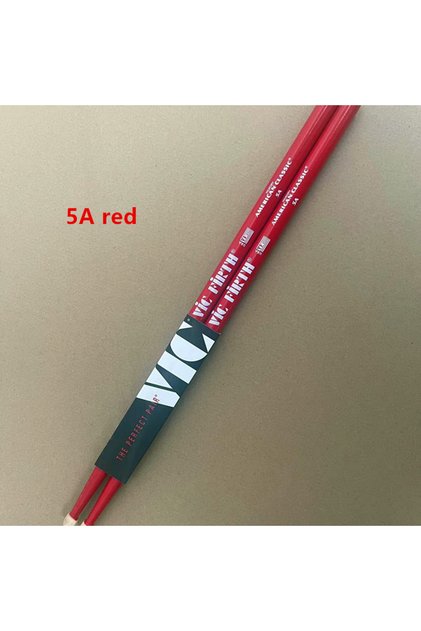 5A red Professional Vic Firth Drumsticks 5A 5B 7A 2B Hickory Drum Sticks For Jazz Rock Durable Music