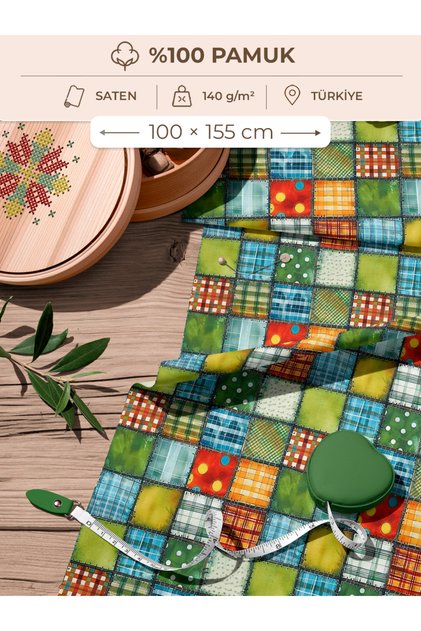 100% Cotton Satin Patchwork Fabric – 155×100 cm – for Sewing and DIY