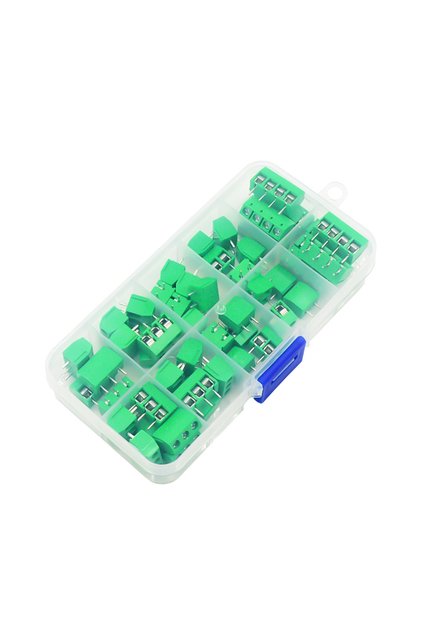 أخضر - 50 قطعة 50 قطعة/صندوق أخضر أزرق خطوة 5.0 مم دبوس مستقيم 2P 3P برغي PCB كتلة طرفية موصل 1