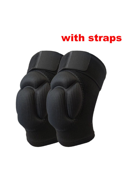 L 1 Pair-With Straps 1Pair Thickened protection Men Sports Kneepad Elastic Knee Pads Support Fitness