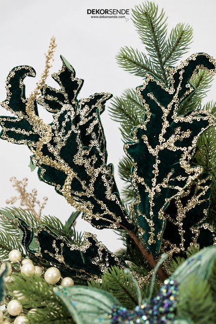 Artificial Stone Velvet Leaf Branch Green 70 cm