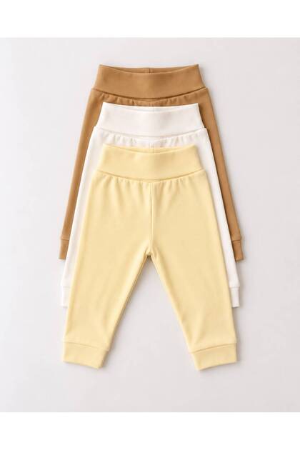 3-Piece Unisex Baby 100% Organic Cotton Waist Curled Combed Cotton Baby Pants Bottoms