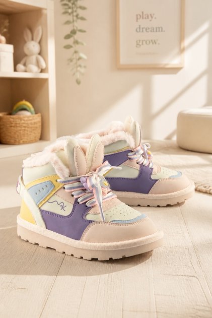 Comfortable Fit Girls' Pink Anatomical Lace-Up Boots Shoes