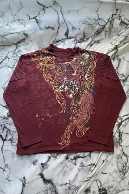 Vintage Affliction Angel Motif Y2K Unisex Long Sleeve Slim Tshirt