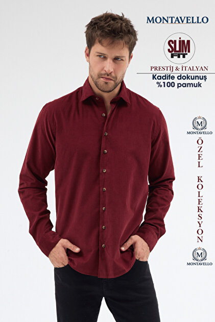 Premium Kadife Slim Fit Erkek Gömlek