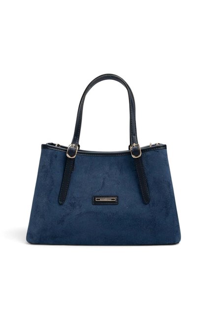 Navy Blue - Navy Blue Suede Women's Handbag Sp1252