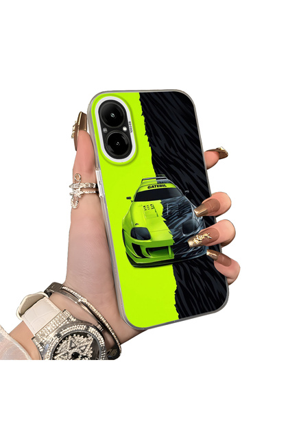 Realme 12 Lite Compatible Silicone Edge Hard Back Case Lamborghini Patterned Couple Phone Case