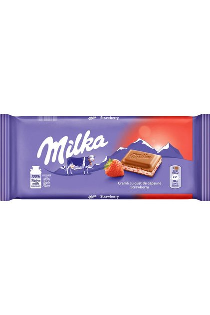 Ciocolată alpină cu cremă de căpșuni, 100 g