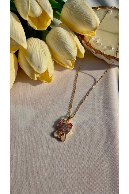 Hello Kitty Işıltılı Gold Kolye