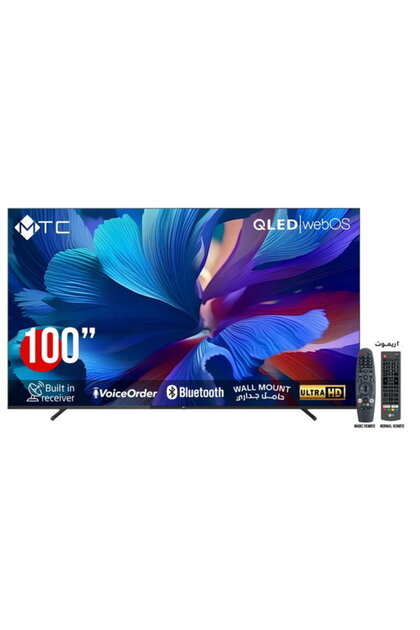 تلفزيون ذكي 4K QLED مقاس 100 بوصة، نظام webOS، جهاز استقبال مدمج - QMT100UH300WVWOS