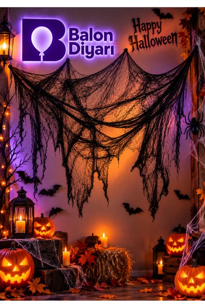 Siyah Halloween Örümcek Ağı 20 gr – Cadılar Bayramı Parti ve Dekorasyon Süsü