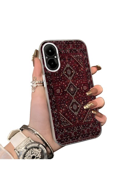 Realme 12 Lite Compatible Silicone Edge Hard Back Case with Pers Carpet Pattern Lover Couple Phone Case